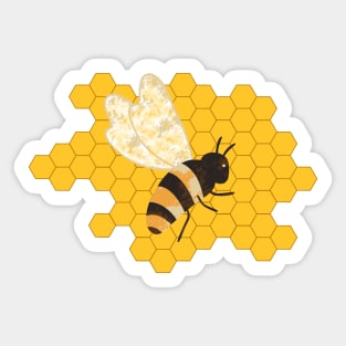 Cute Black Bee on Yellow Honeycomb Sticker